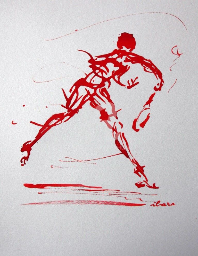 Henri Ibara - tennis-n-6-dessin-calligraphique-d-ibara-a-l-encre-rouge.jpg