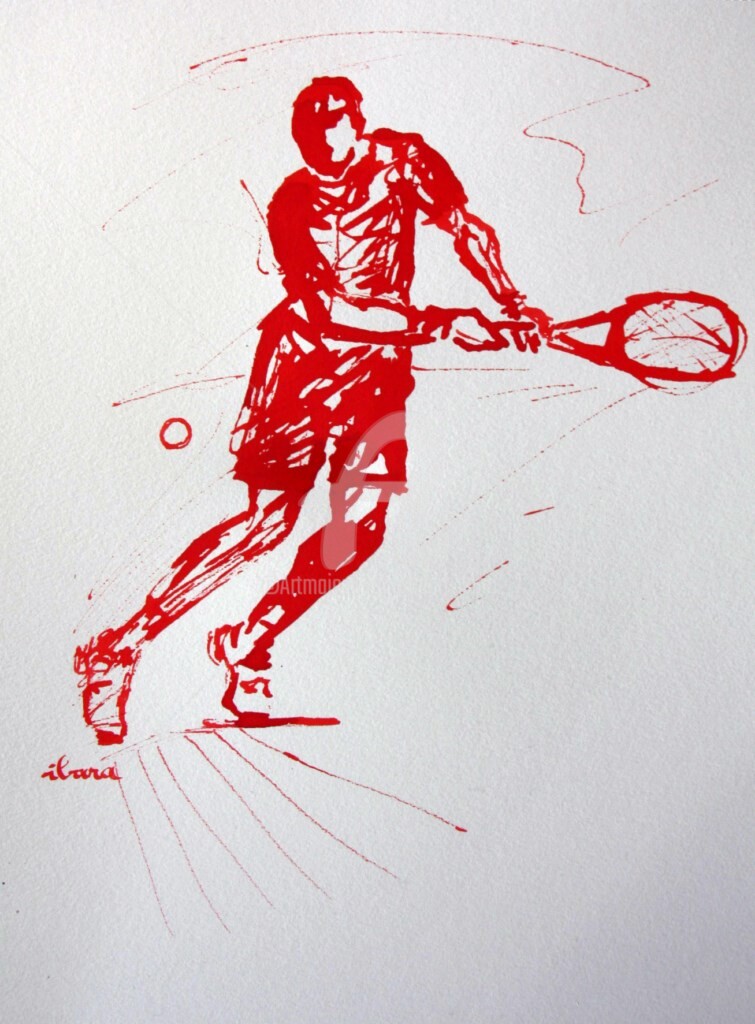 Henri Ibara - tennis-n-8-dessin-calligraphique-d-ibara-a-l-encre-rouge.jpg