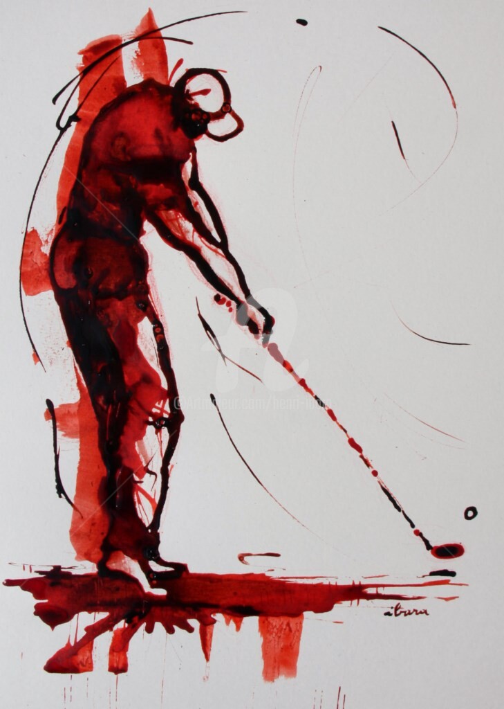 Henri Ibara - golf-n-6-dessin-d-ibara-encre-rouge-et-sanguine-sur-papier-aquarelle-300gr-format-30cm-sur-42cm-d-ibara.jpg