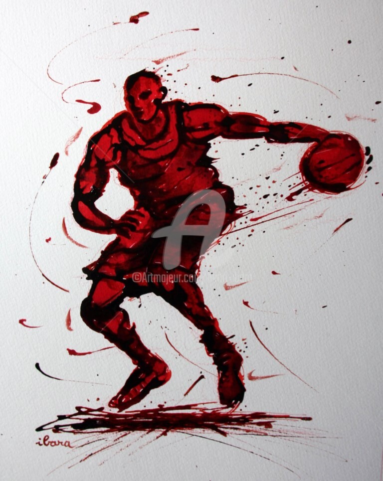 Henri Ibara - basket-n-14-dessin-d-ibara-a-l-encre-rouge-et-sanguine-sur-papier-aquarelle-300gr-format-30cm-sur-42cm.jpg