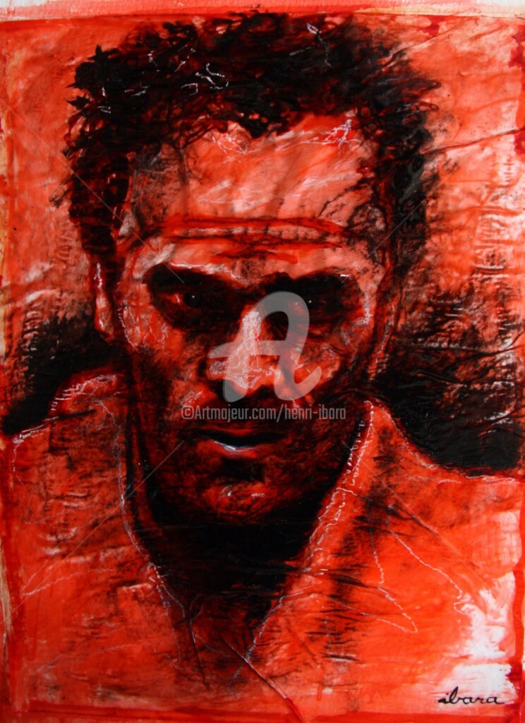 Henri Ibara - portrait-de-marcel-cerdan-dessin-d-ibara-a-l-encre-rouge-et-sanguine-sur-papier-aquarelle-300gr-froisse-format-30cm-sur-42cm.jpg