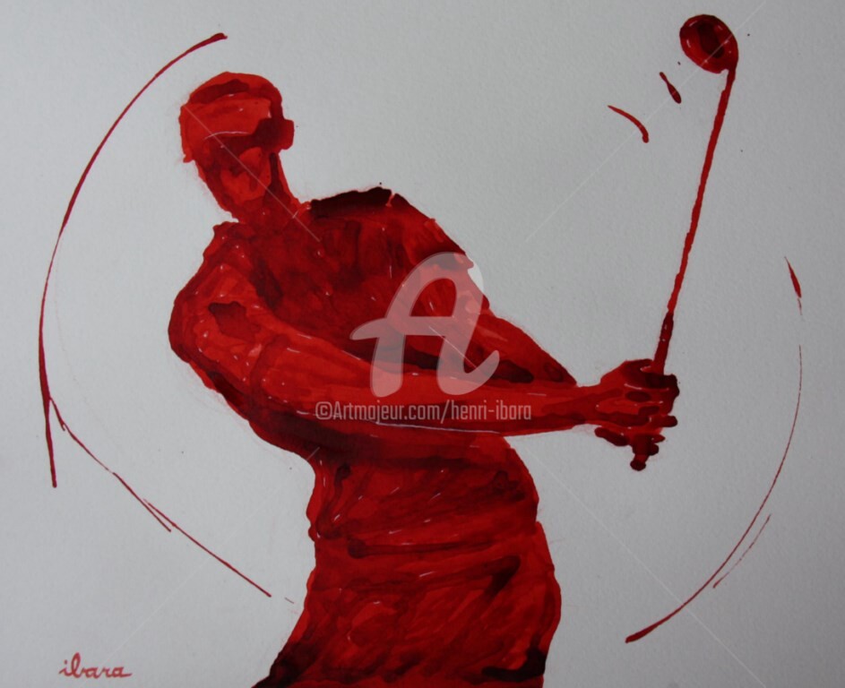 Henri Ibara - golf-n-15-dessin-d-ibara-encre-rouge-sur-papier-aquarelle-300gr-format-30cm-sur-42cm-d-ibara.jpg