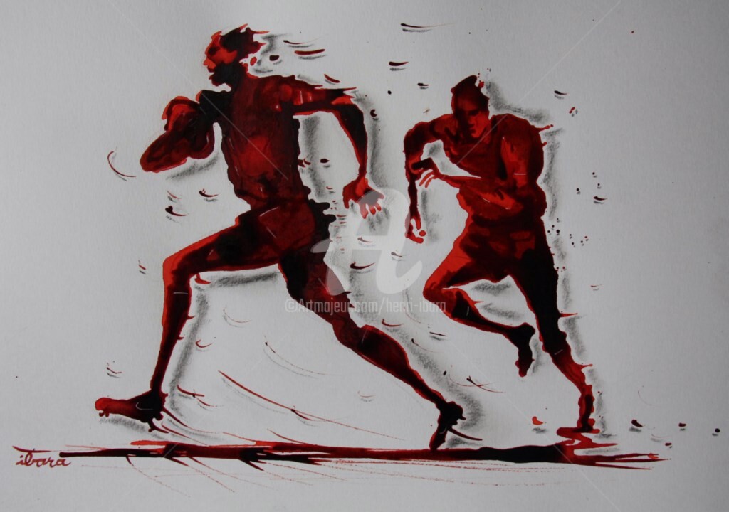 Henri Ibara - rugby-n-34-dessin-d-ibara-encre-rouge-et-sanguine-sur-papier-aquarelle-format-30cm-sur-42cm.jpg