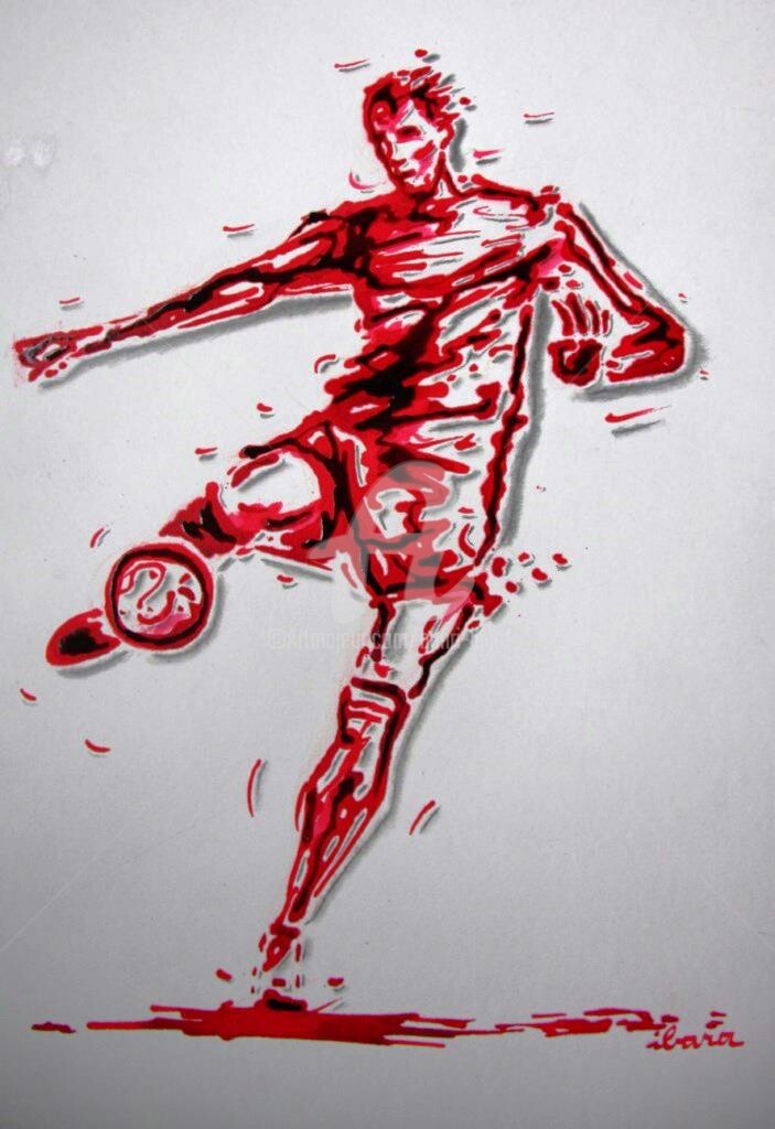 Henri Ibara - football-n-66-dessin-d-ibara-a-l-encre-rouge-sanguine-et-crayon-sur-papier-aquarelle-300gr-format-30cm-sur-42cm.jpg