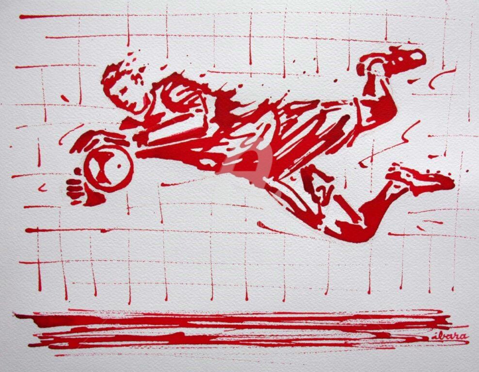 Henri Ibara - football-arret-gardien-n-67-dessin-d-ibara-a-l-encre-rouge-sur-papier-aquarelle-300gr-format-30cm-sur-42cm.jpg