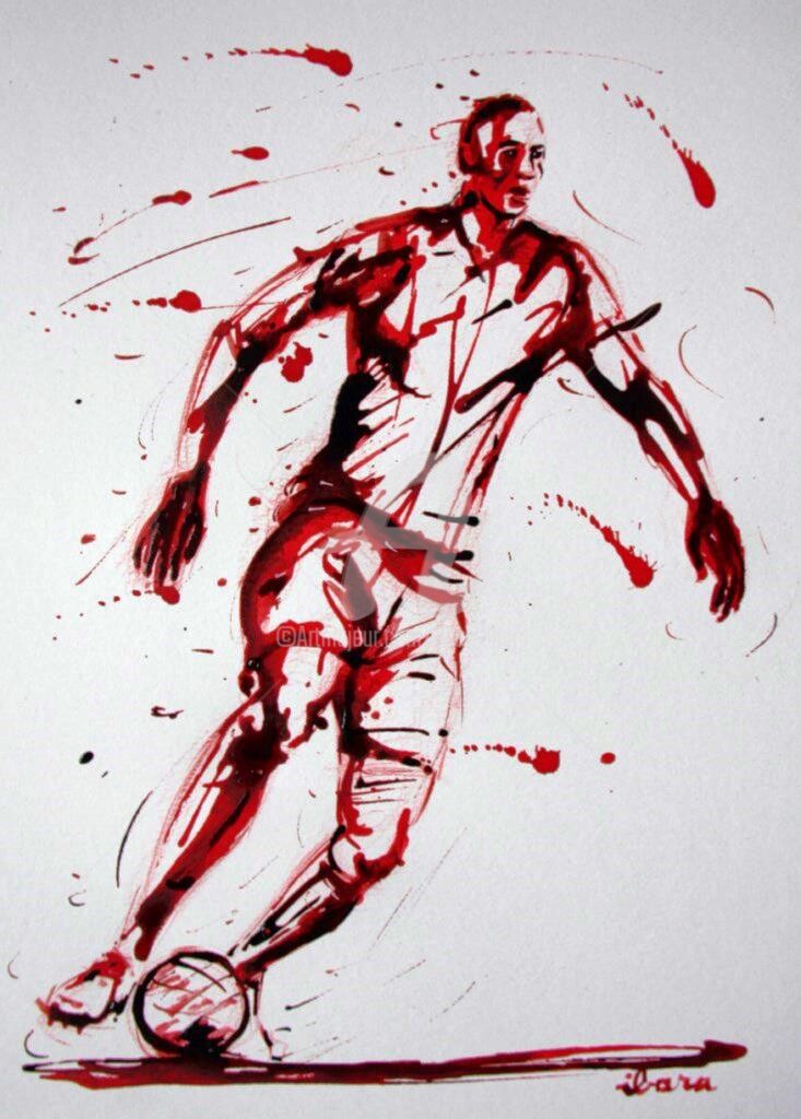 Henri Ibara - football-n-70-dessin-d-ibara-a-l-encre-rouge-sur-papier-aquarelle-300gr-format-30cm-sur-42cm.jpg