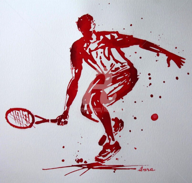 Henri Ibara - tennis-n-12-dessin-d-ibara-a-l-encre-rouge-et-sanguine-sur-papier-aquarelle-300gr-format-30cm-sur-42cm.jpg
