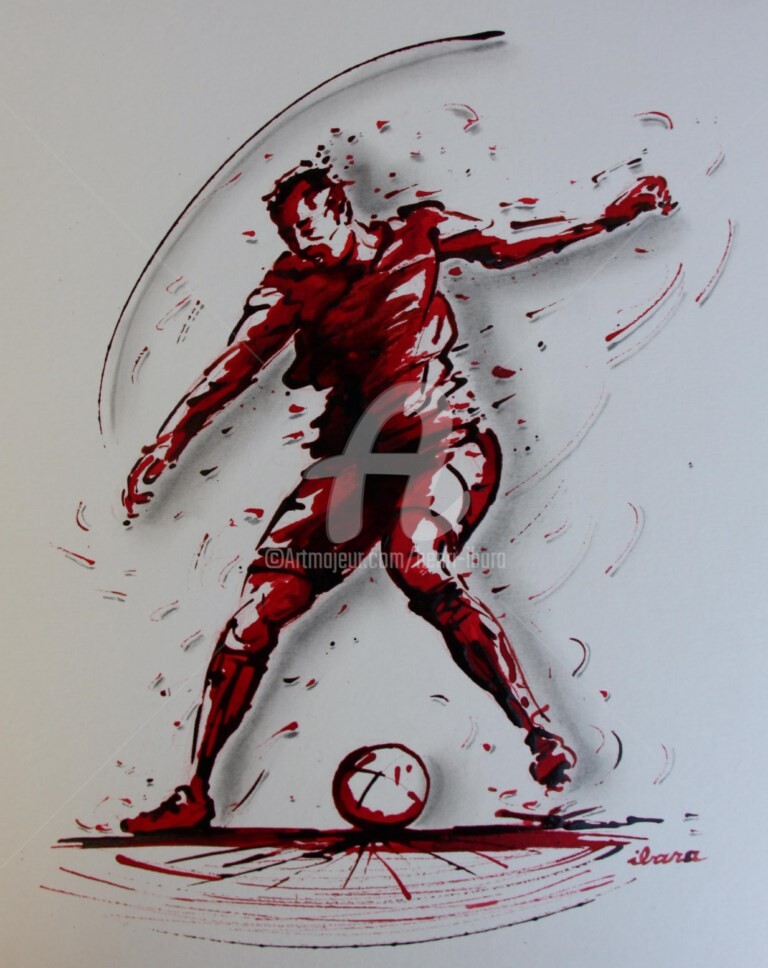 Henri Ibara - football-n-74-dessin-d-ibara-a-l-encre-rouge-et-sanguine-sur-papier-aquarelle-300gr-format-30cm-sur-42cm.jpg