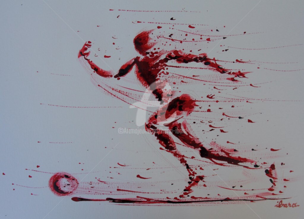 Henri Ibara - football-n-75-dessin-d-ibara-a-l-encre-rouge-et-sanguine-sur-papier-aquarelle-300gr-format-30cm-sur-42cm.jpg