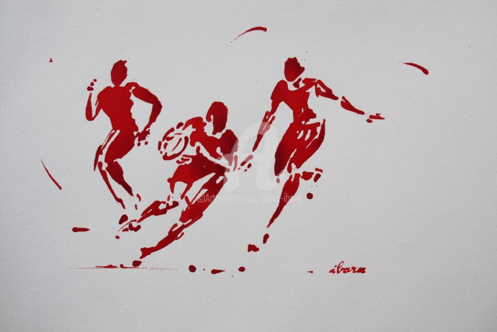 Henri Ibara - rugby-n-43-dessin-d-ibara-encre-rouge-sur-papier-aquarelle-format-30cm-sur-42cm.jpg