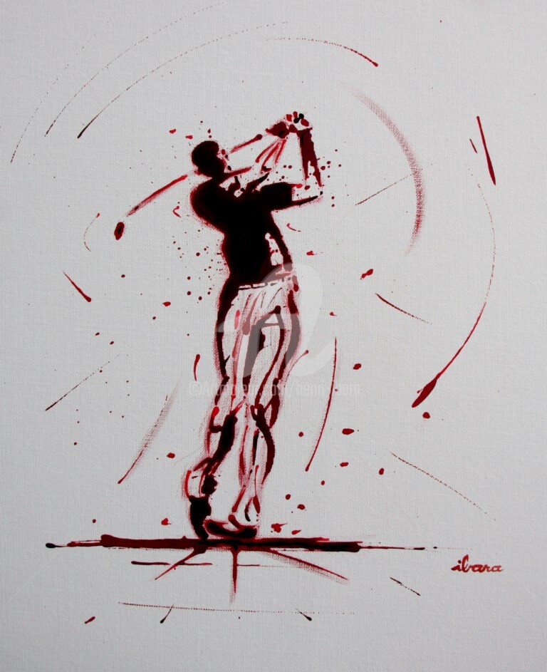 Henri Ibara - golf-n-19-peinture-acrylique-et-sanguine-sur-carton-toile-format-50cm-sur-40cm-par-ibara.jpg