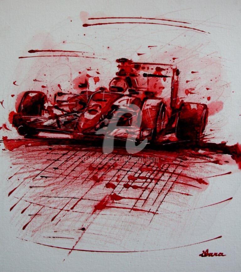 Henri Ibara - formule1-peinture-acrylique-et-sanguine-sur-carton-toile-format-50cm-sur-40cm-par-ibara.jpg