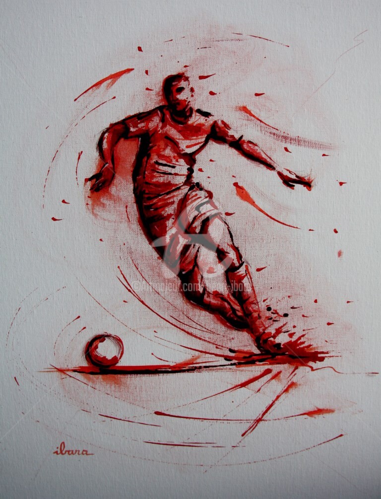 Henri Ibara - football-n-79-peinture-acrylique-et-sanguine-sur-carton-toile-format-50cm-sur-40cm-par-ibara.jpg