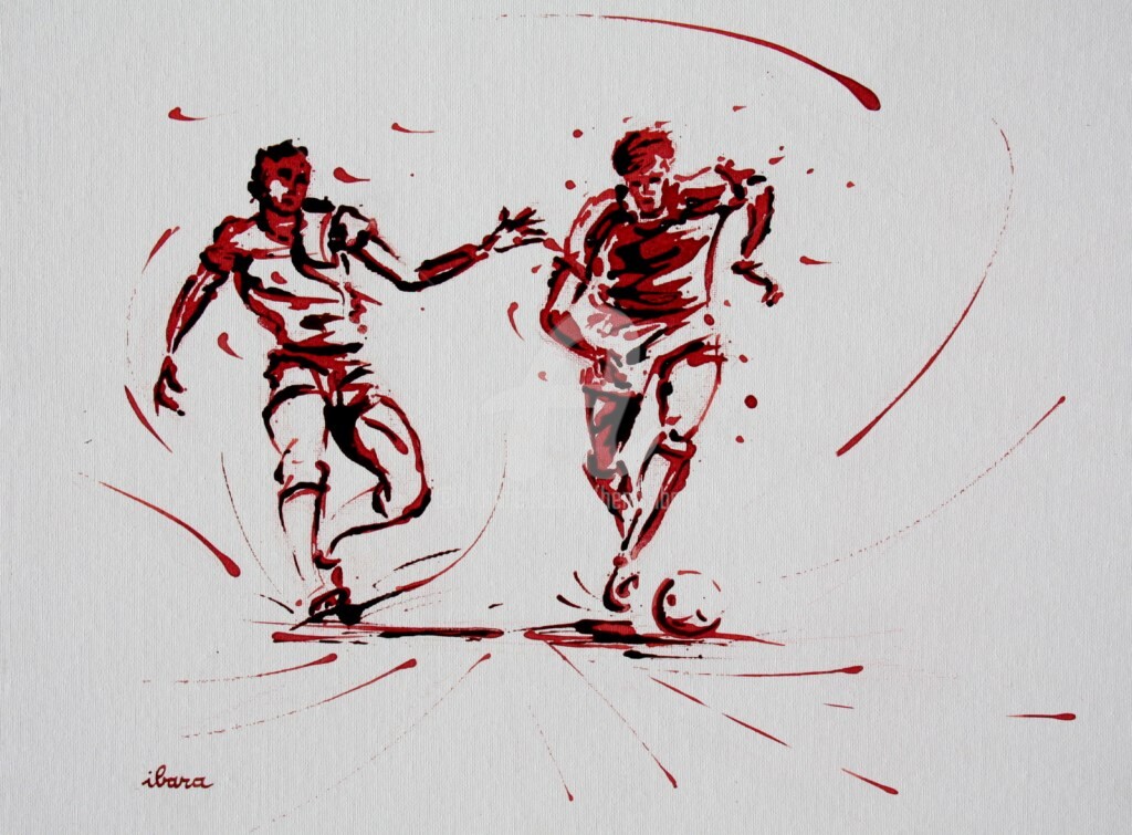 Henri Ibara - football-n-79-peinture-acrylique-et-sanguine-sur-carton-toile-format-50cm-sur-40cm-par-ibara-001.jpg